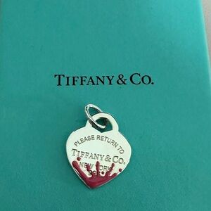 Tiffany & Co. Silver Pink Emanel Heart Pendant